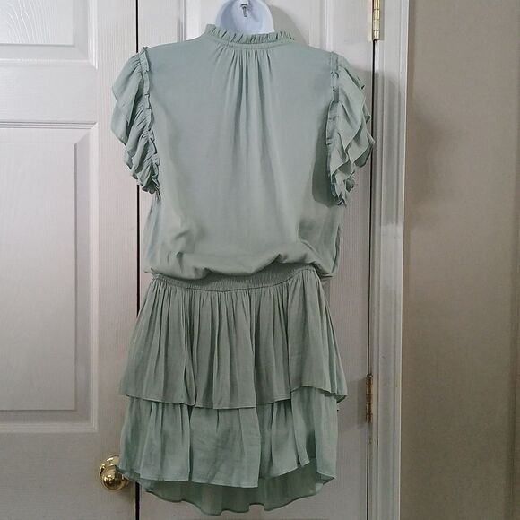 Mustard Seed light mint smocked waist layered mini dress super soft Sz S - Picture 4 of 8